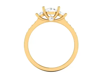 Certified Moissanite Three Stone Engagement Ring 3D print model