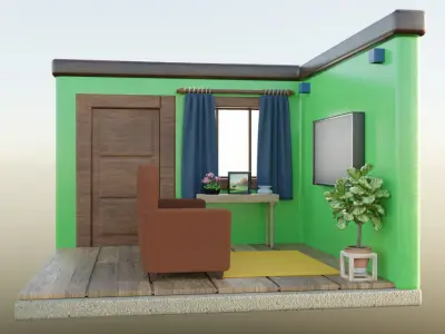 Isometric Room Low poly Low-poly 3D model