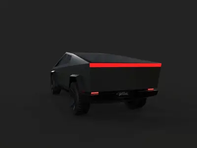 CyberTruck futuristic vehicle Low-poly 3D model