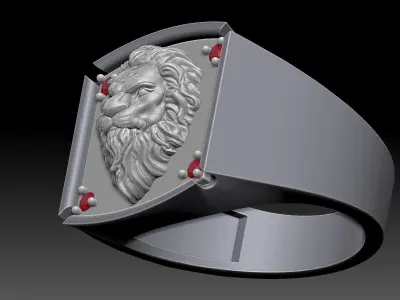 Lion man ring Sculpture jewelry Gold silver 3D print model