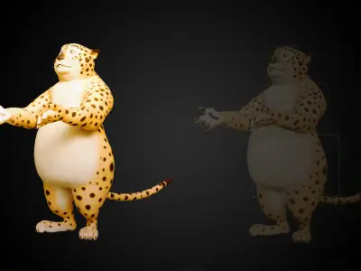 Stylized Biped Cheetah - Rigged Cartoon Animal  for Blender Low-poly 3D model