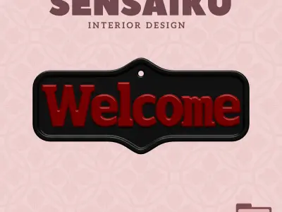 Welcome Door Sign 3D Print File for DIY Home Decor Sensaiku 3D print model