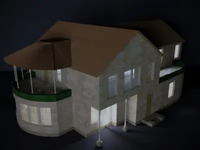 Wooden country villa Free low-poly 3D model