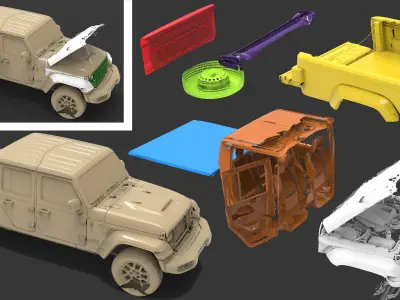 Jeep Wrangler Gladiator 2019 Exterior MULTIPLE Native 3D Scan 3D model