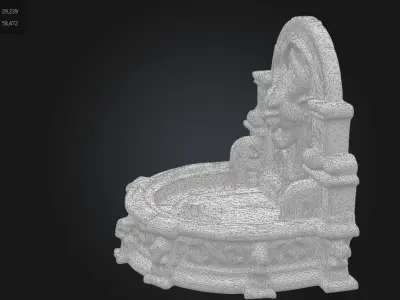 Stylized Dark Gothic Demon Fountain Game Asset 3D model