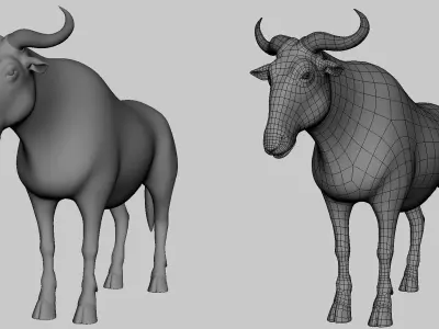 Wildebeest Model Low-poly 3D model