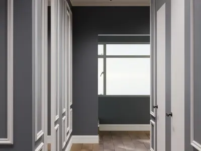 Neoclassic hall design Low-poly 3D model