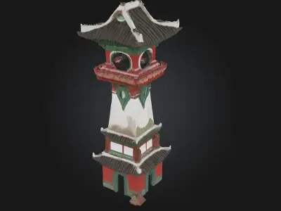 Pagoda Clock Tower  Eastern Elegance Meets Timeless Design 3D model