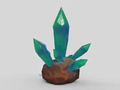 Crystals green Low-poly 3D model