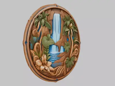 Wooden Carved Emblem Low-poly 3D model purchase