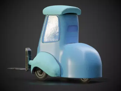 Stylized Cartoon Forklift Character Low-poly 3D model