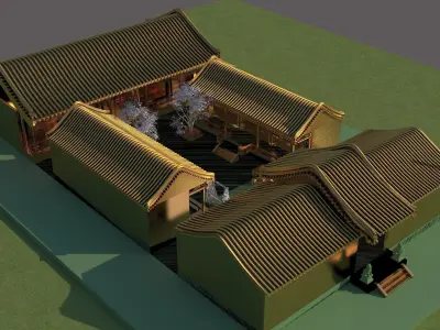 Chinese ancient courtyard house 3D model