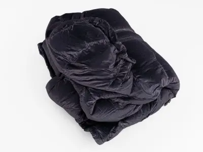 Black down casual winter jacket generic folded for sport hiking  3D model