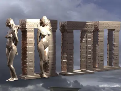 Egyptian Art Deco Stand shapes  3D model