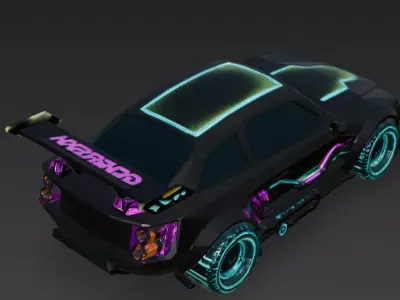 Cartoon Cyber Racing Car 3D Model Low-poly 3D model