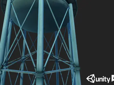 Metal Water Tower Low-poly 3D model