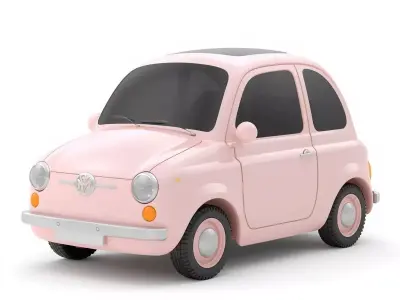 Pink Cartoon Classic Car 3D Model Low-poly 3D model