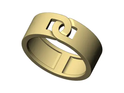 Overlapping D link 8mm wide band US sizes 6to9 3D print model