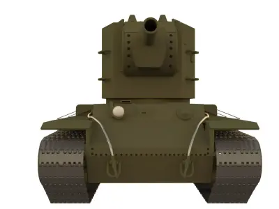 Soviet tank 2 world war KV-2 Low-poly 3D model