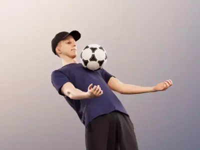 Max 13126 - Young Man Playing Soccer Low-poly 3D model
