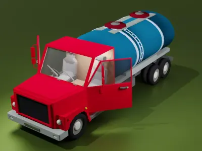 Oil tanker truck Low-poly 3D model