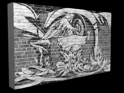  Graffiti wall Low-poly 3D model
