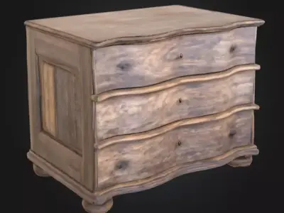 Rustic Wooden Dresser Low-poly 3D model