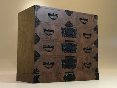 Japanese folk art chest of drawer 3D model