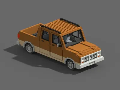 Voxel Long Pickup Low-poly 3D model