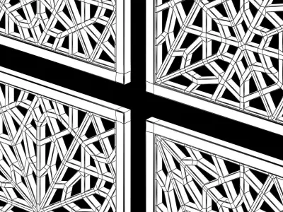 Arabic Islamic pattern decorative gold plaster 3D model