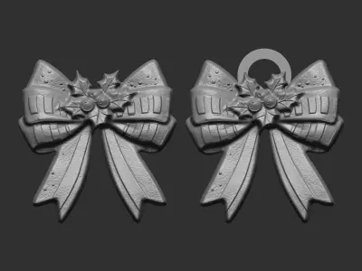 christmas ribbon bow decor 11 3D print model