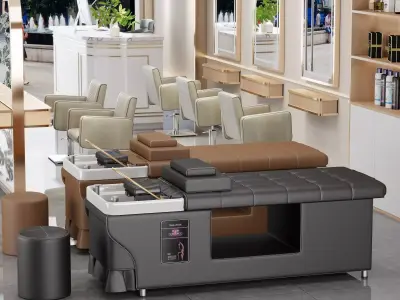 Hair salon and beauty salon furniture set  Low-poly 3D model