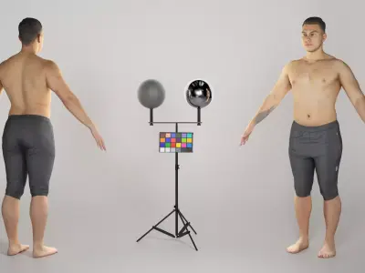 Shirtless athletic man in A-pose 310 Low-poly 3D model