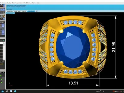 Luxury Oval Ruby Diamond Ring for Men 4937 3D print model