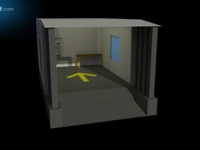 Garage room with door Low-poly 3D model