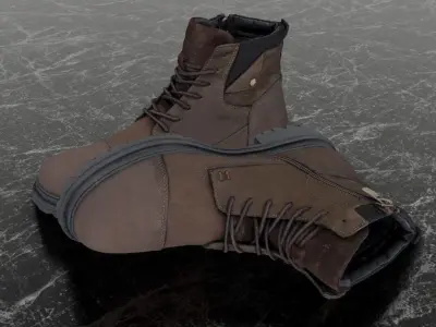 GREYDER 3D BOOTS - BROWN Low-poly 3D model