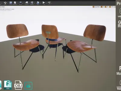 Detailed Vintage School Chair Aged Design PBR - Lumion - UE4 Low-poly 3D model