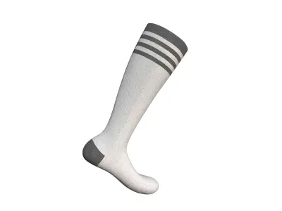 Sport Long Sock On The Foot Low-poly 3D model