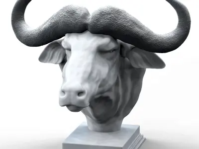  African Buffalo Head Statue 3D print model