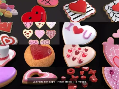 Valentine Mix Eight - Heart Treats 3D Model Collection