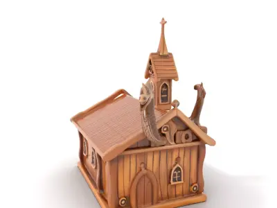 Medieval Dragon Church model pack Low-poly 3D model