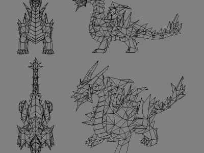 A Brown Dragon Rigged 3D model