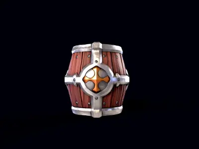 Stylized Wooden Barrel Free low-poly 3D model
