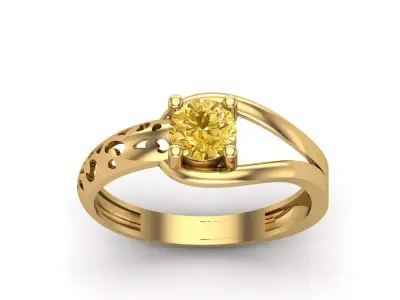 Womens Rings With Stone Ring Ready STL 3DM Models Rings women 3D print model 11