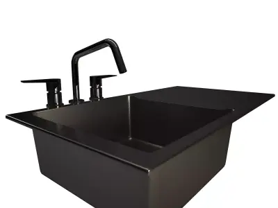 Kitchen sink with faucet Free low-poly 3D model