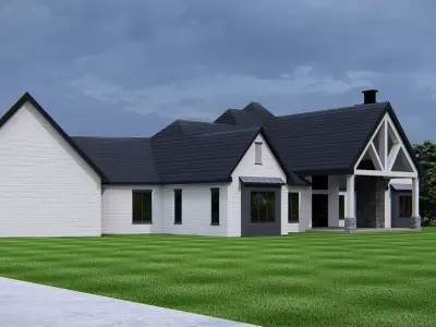 Luxury Modern Farmhouse with Brick Exterior  House 3D Model 3D model