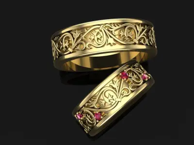 wedding ring with stones 3D print model