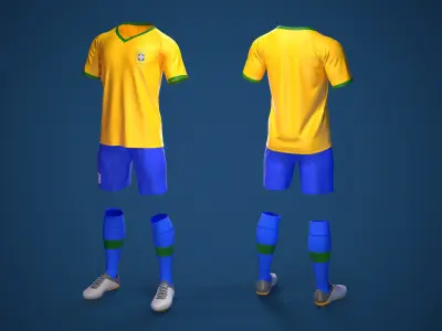 Football Jersey full outfit Brazil Team Sports Low-poly 3D model