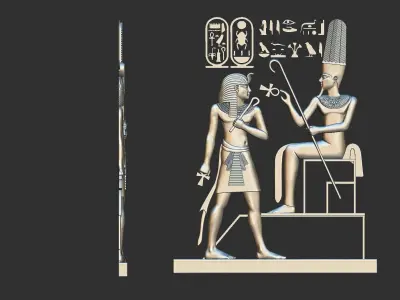 3D Relief of ancient Egyptian Pharaoh for CNC 3d printing 3D print model