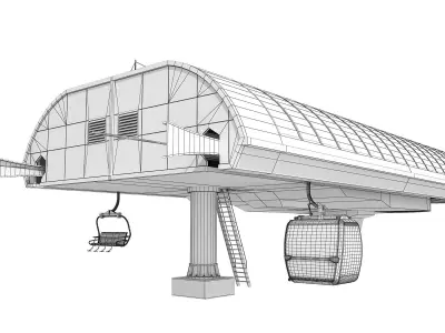 Cableway Car Lift 3D model